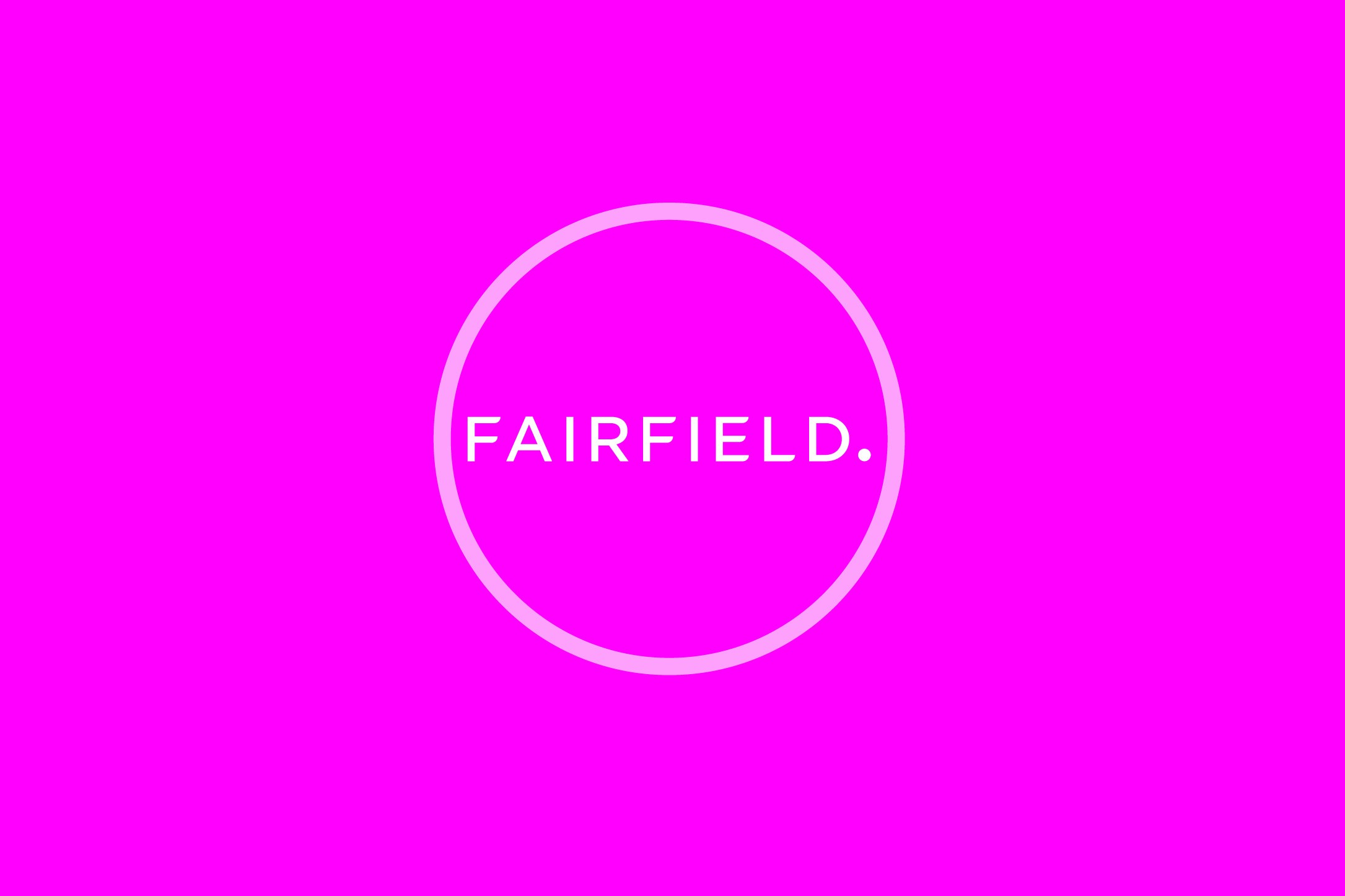 Fairfield logo on pink backdrop